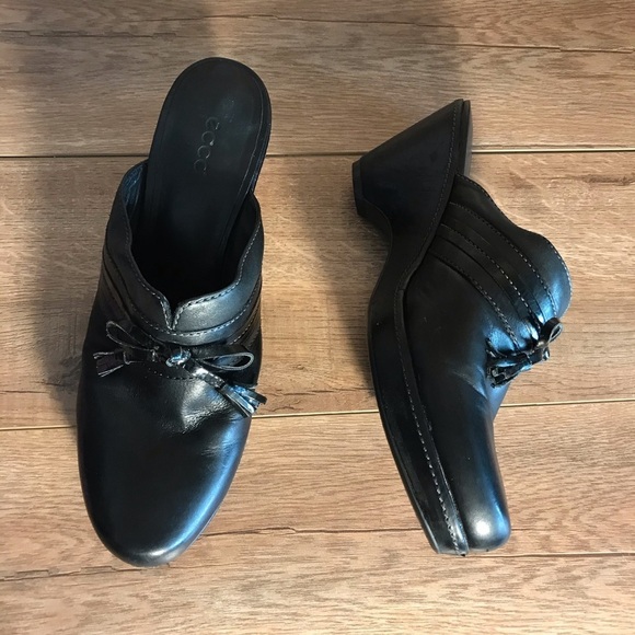Ecco Leather Clog Mule Women’s 9 Black Slide On Closed Toe EU 40 - Picture 4 of 16